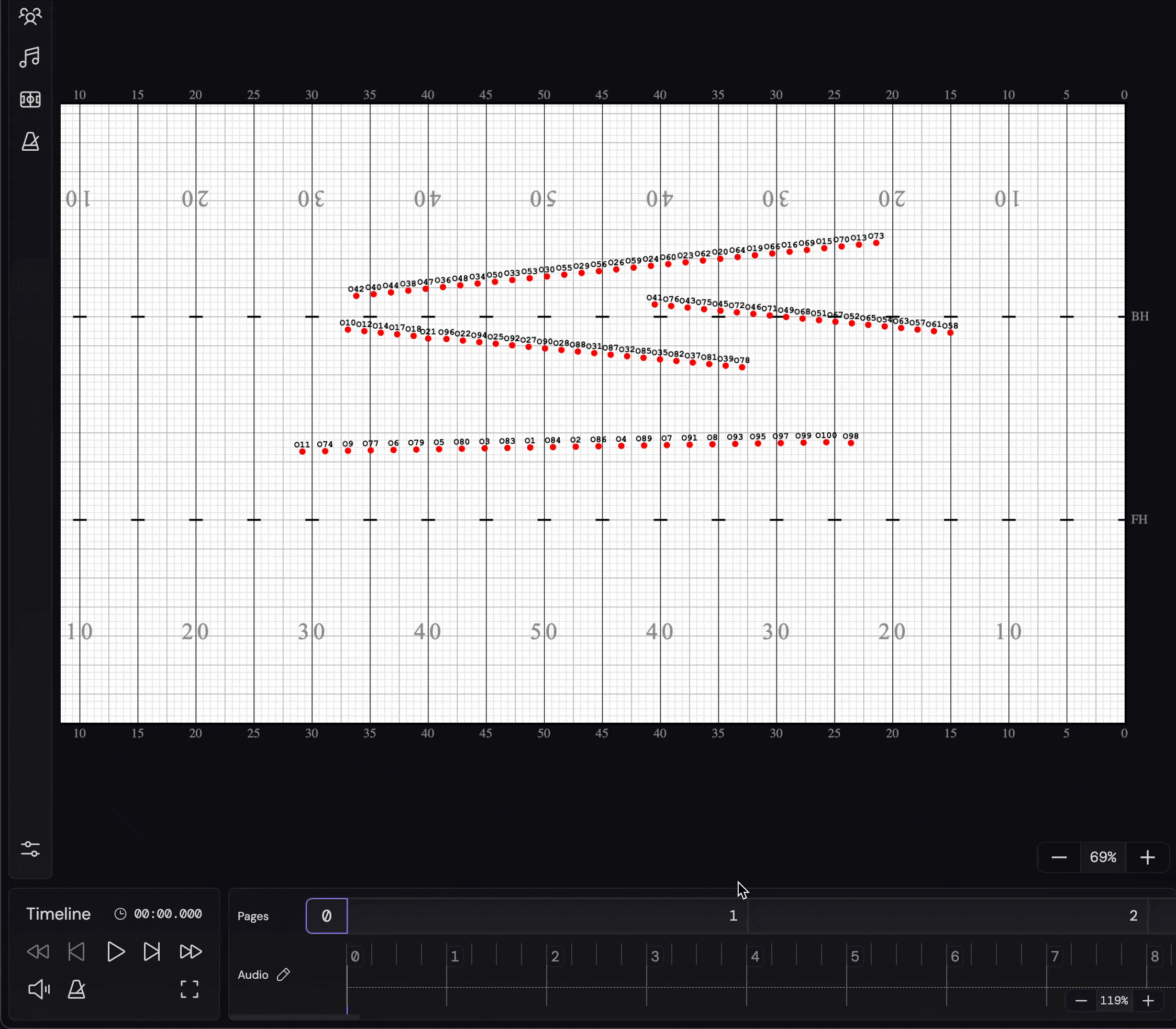 Animation showing smooth transition of marchers moving into a vertical line formation