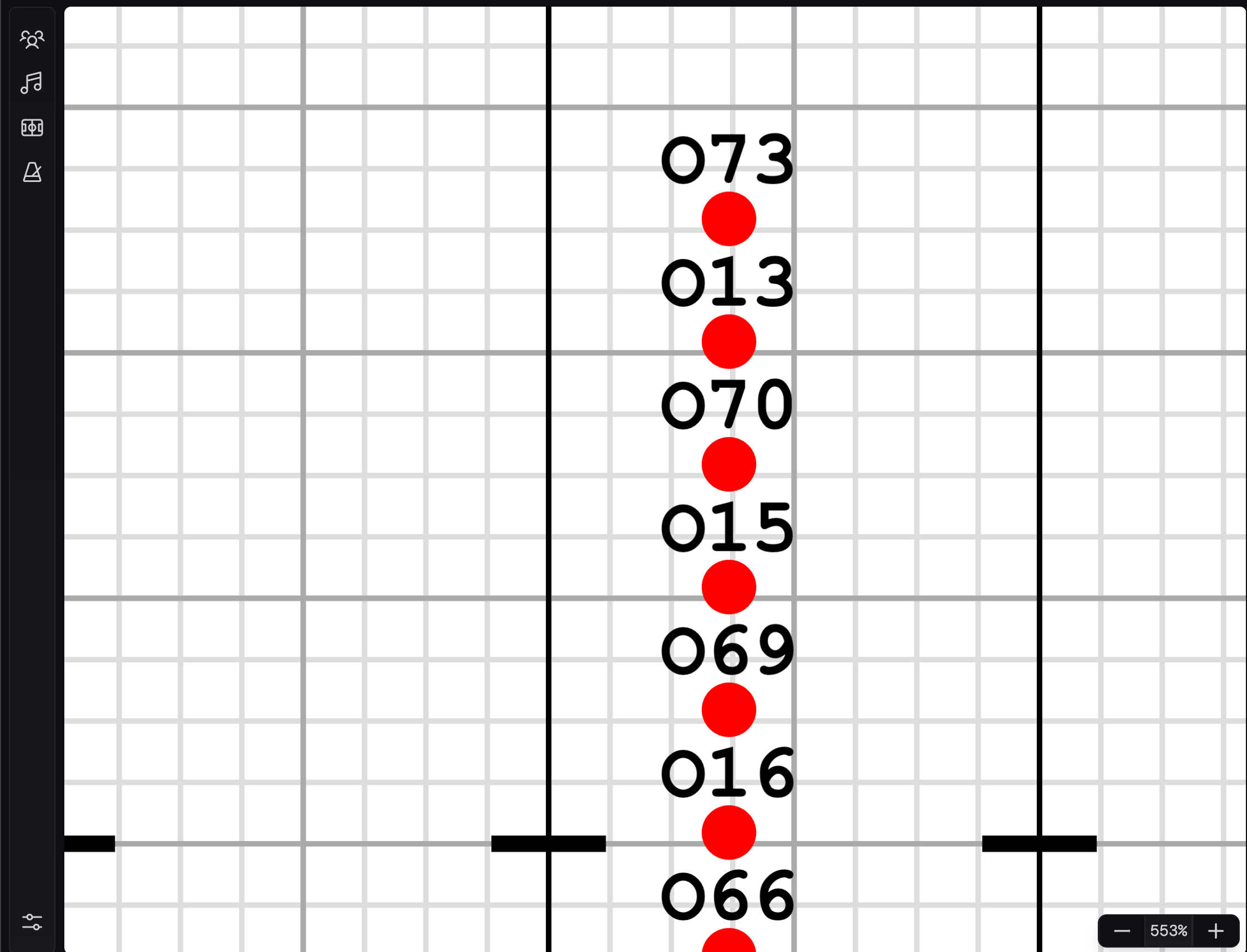 Screenshot showing marchers arranged in a vertical line with 2-step intervals between them