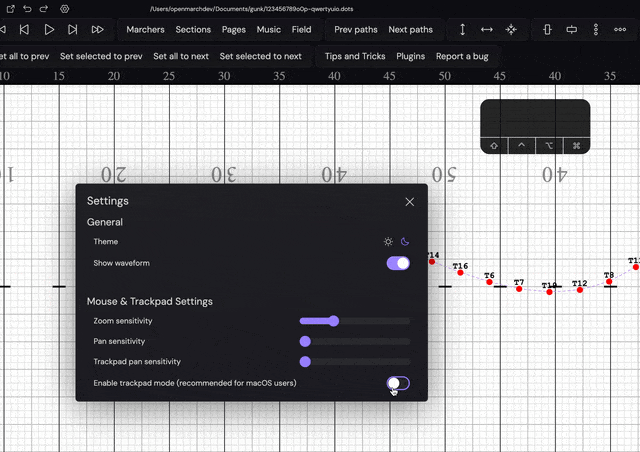 Panning and zooming with a trackpad
